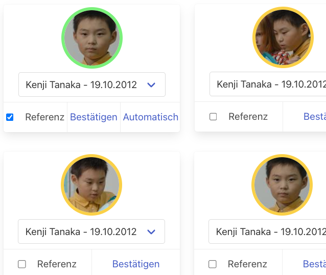 Automatisch zu einer Person zugeordnete Gesichter